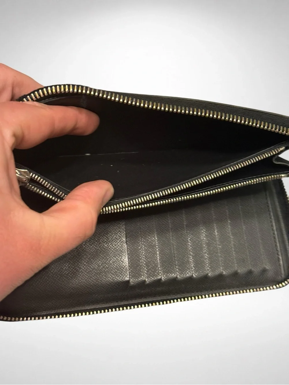 Louis Vuitton Damier Graphite Zip Around Long Wallet Black Gray Made in Spain